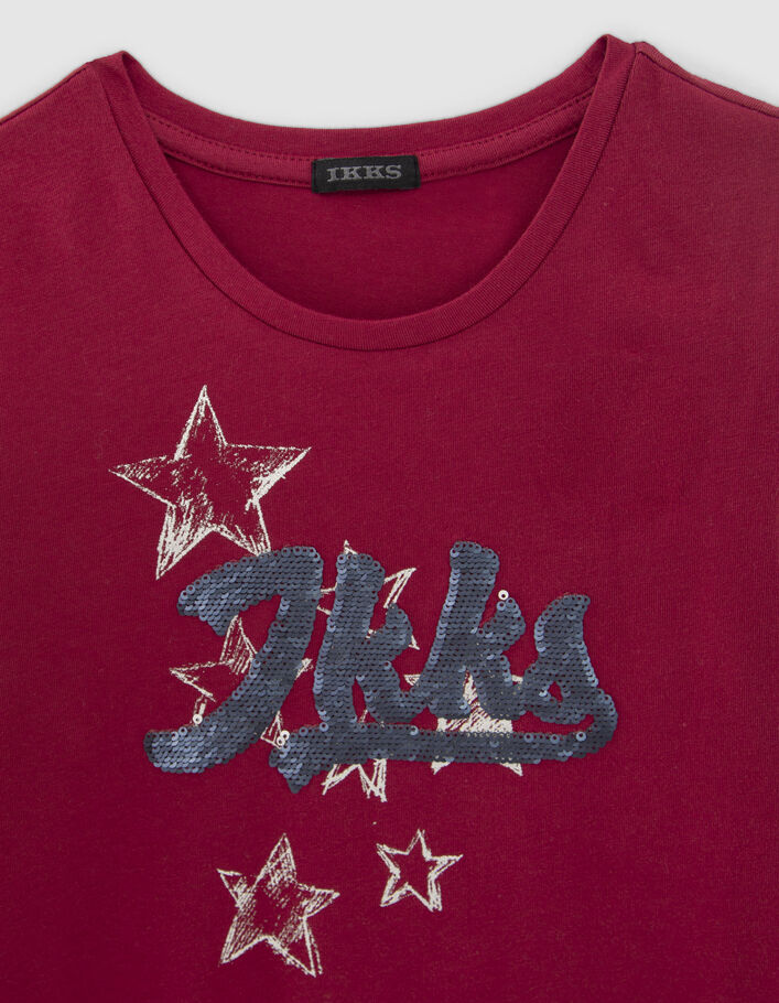 T-shirt bordeaux IKKS en sequins réversibles fille