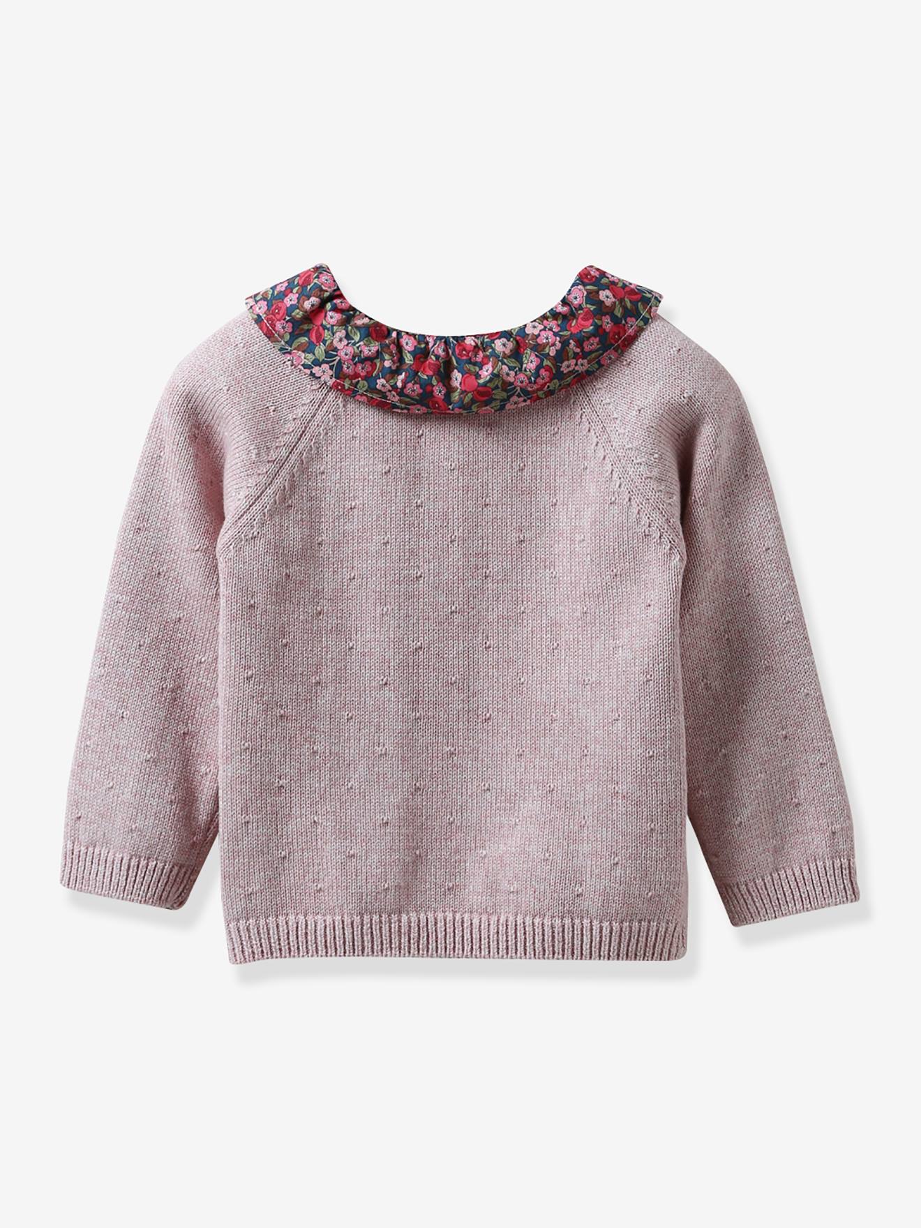 Cyrillus Baby Pullover mit Liberty-Kragen CYRILLUS - rosa bedruckt