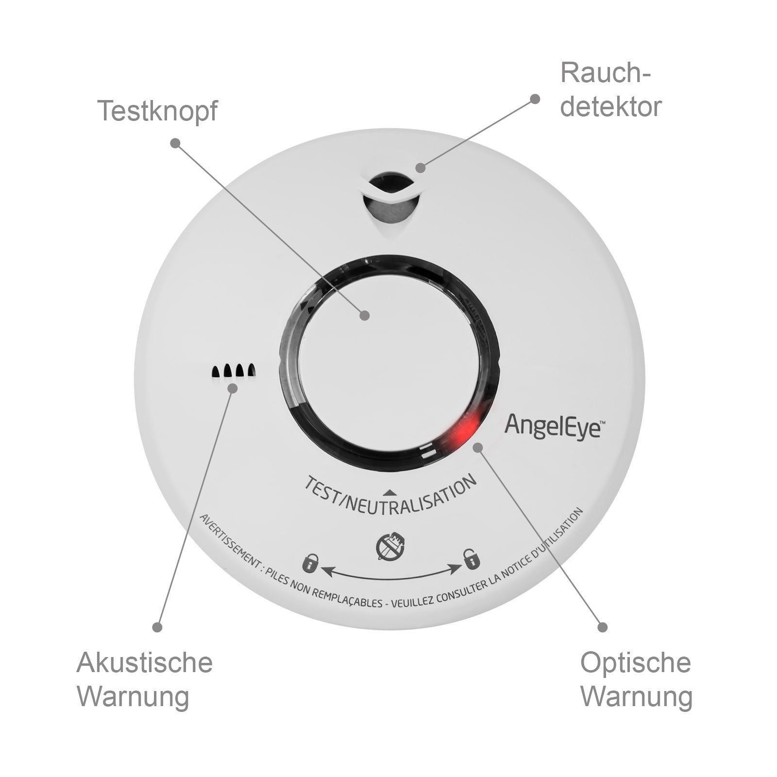 AngelEye 2x Rauchmelder Feuermelder Brandmelder Rauchwarner Set Rauchmelder (85 dB inkl. 9V Lithium Batterien)