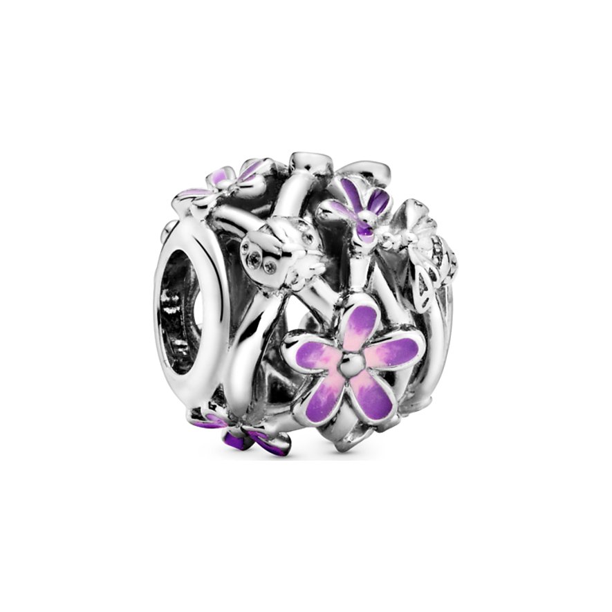 Pandora Charm Moments Offen gearbeitetes, lilafarbenes Gänseblümchen