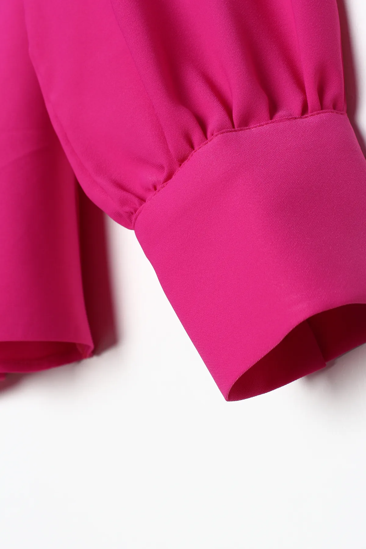 ALLDAY  Fuchsia-Taillenraffung, detailliertes, stilvolles, geknöpftes Chiffon-Blusenrock-Set