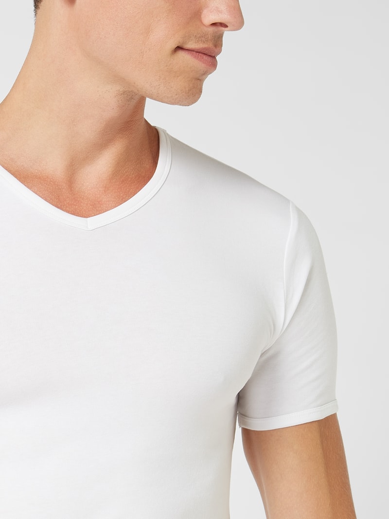 T-Shirt mit Stretch-Anteil im 2er-Pack in weiß