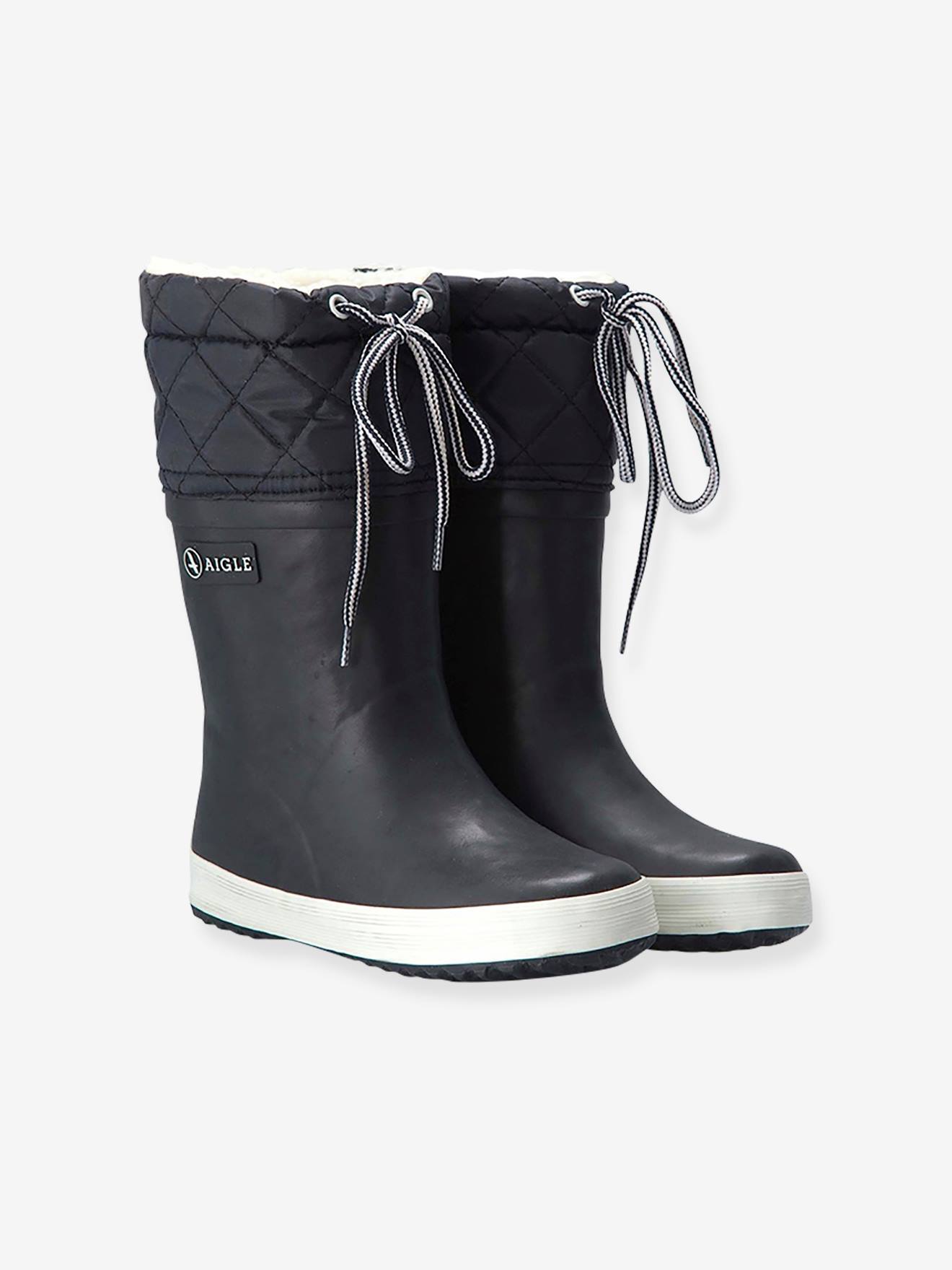 Bottes de pluie fourrées enfant Lolly Pop Giboulée AIGLE® noir blanc