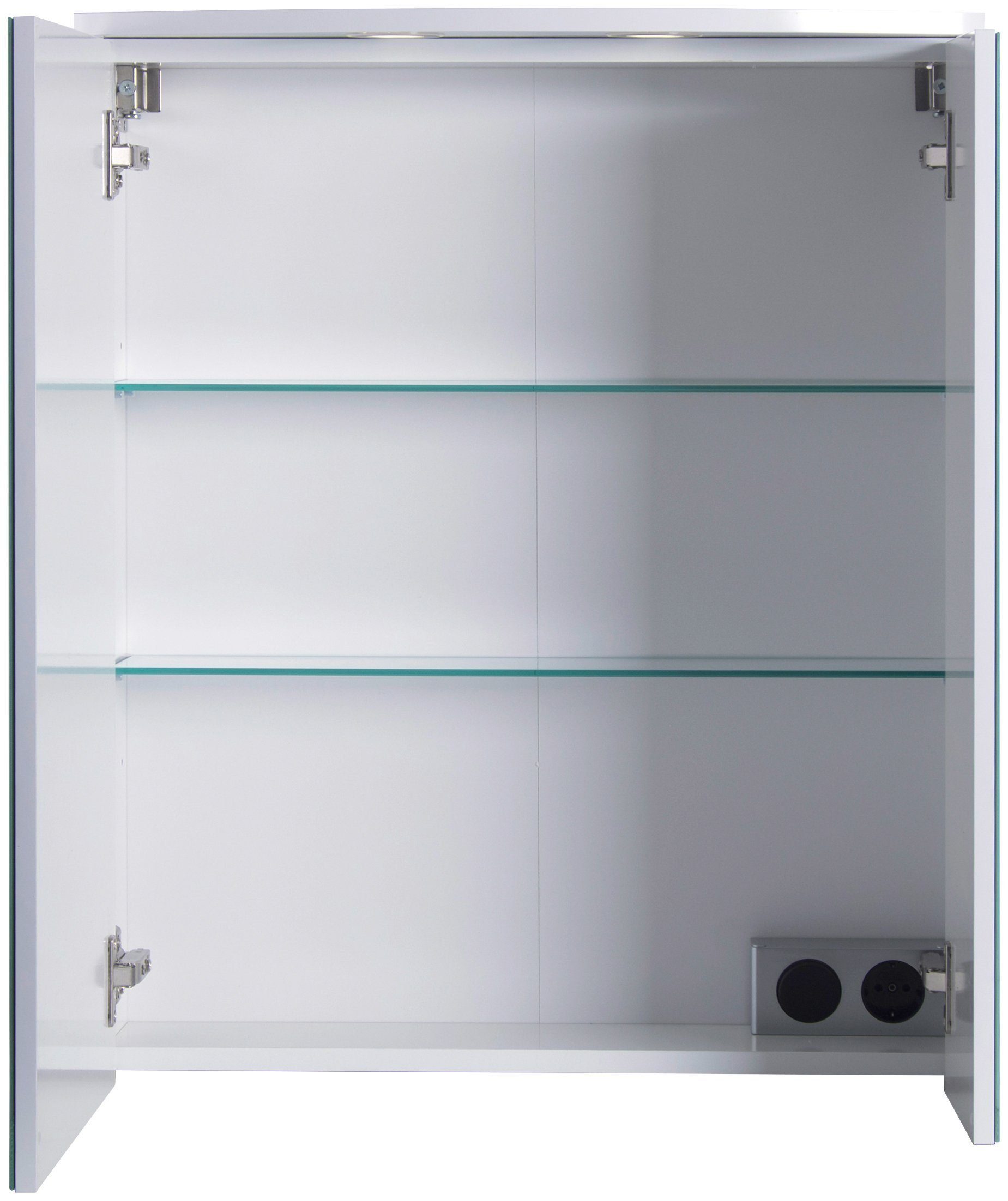 Schildmeyer Spiegelschrank Verona Breite 60 cm, 2-türig, 2 LED-Einbaustrahler, Schalter-/Steckdosenbox