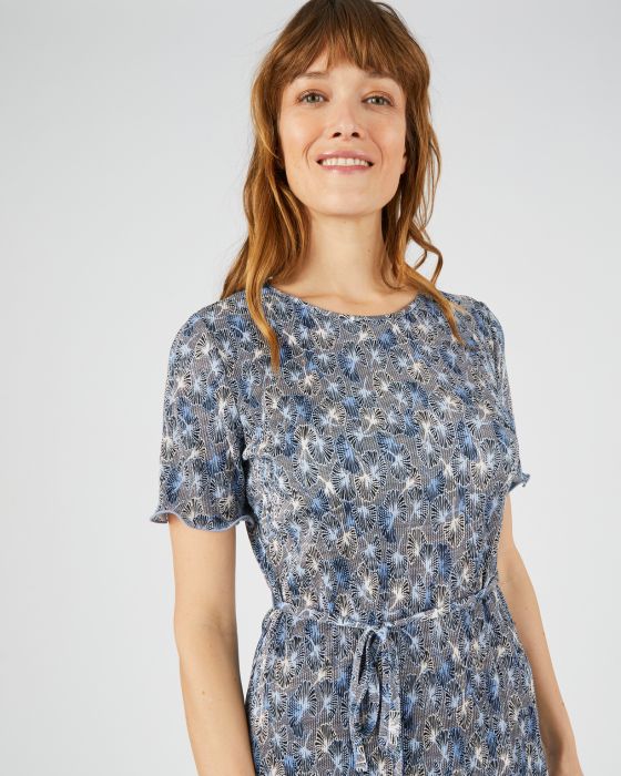 Robe plissée manches courtes
