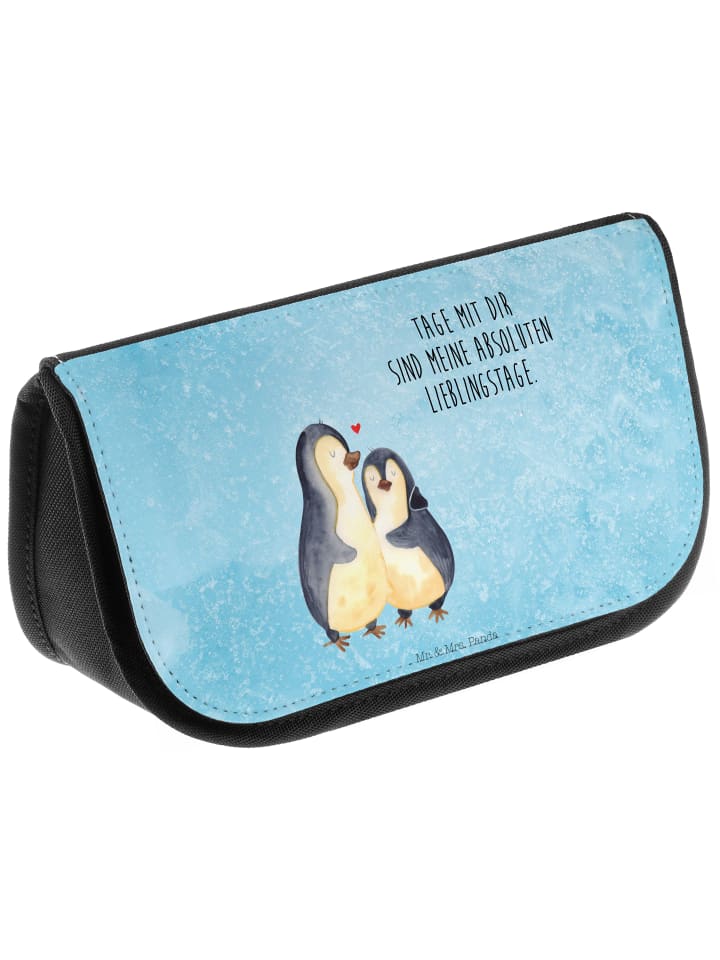 Mr. & Mrs. Panda Kosmetiktasche Pinguin umarmen mit Spruch in Eisblau günstig kaufen onesize
