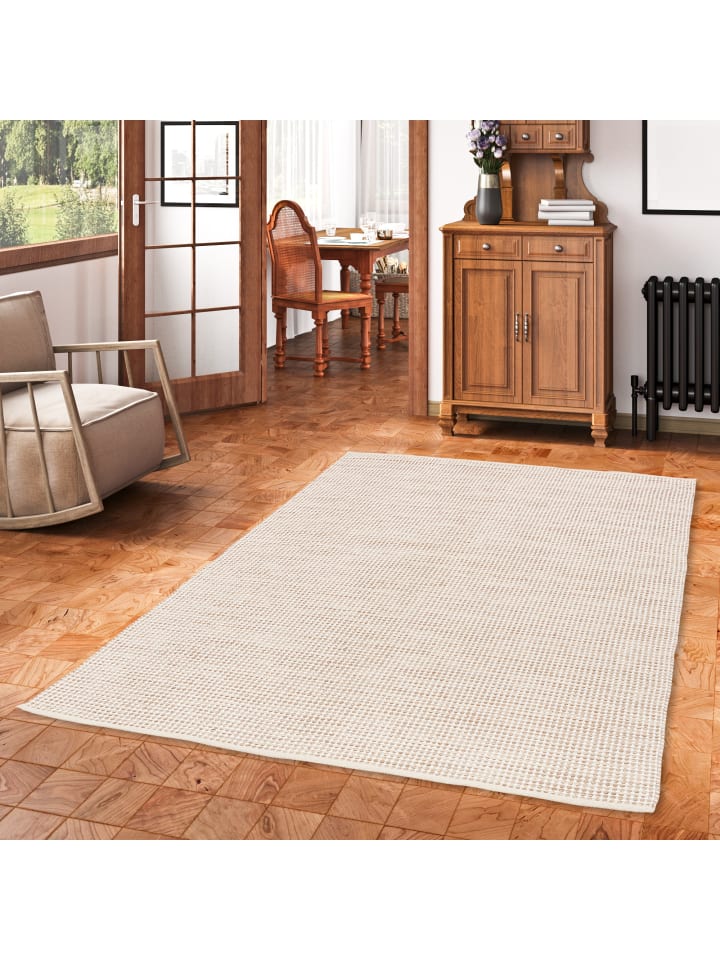 Pergamon Baumwolle Natur Kelim Teppich Sandy Modern in Beige günstig kaufen