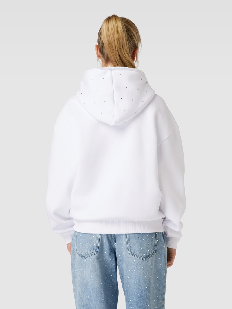 Sweatjacke mit Label-Detail in weiß