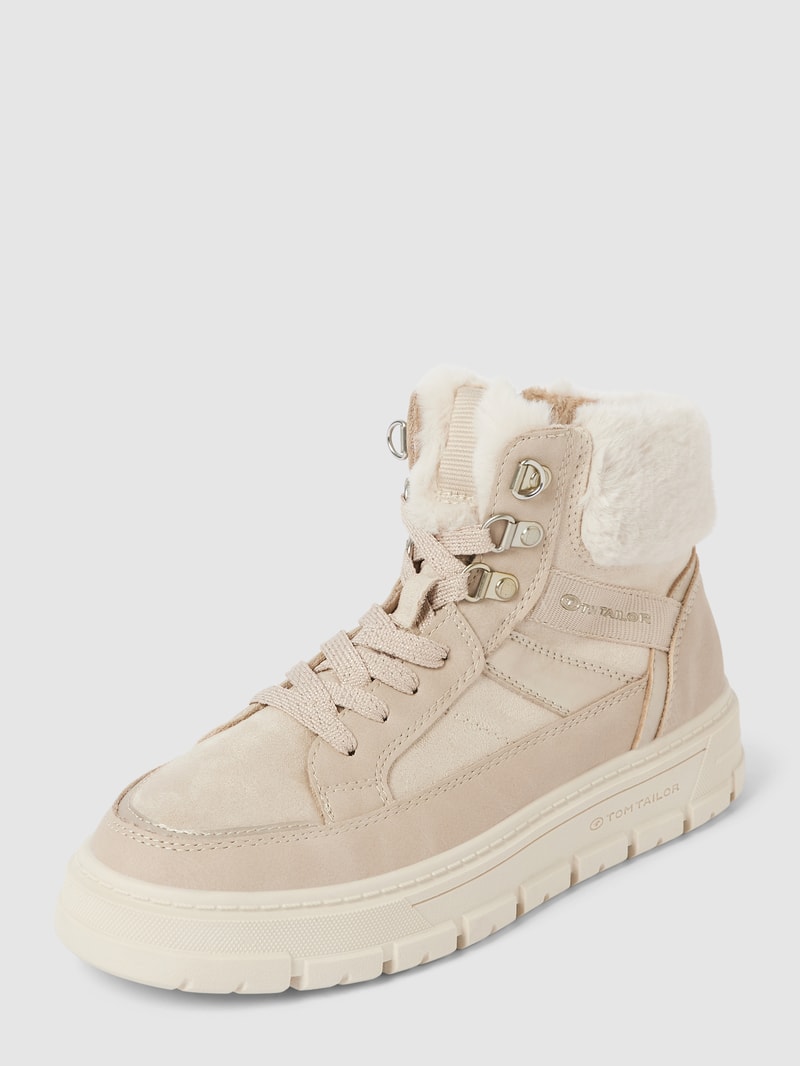 Sneaker mit Kunstfellbesatz in beige
