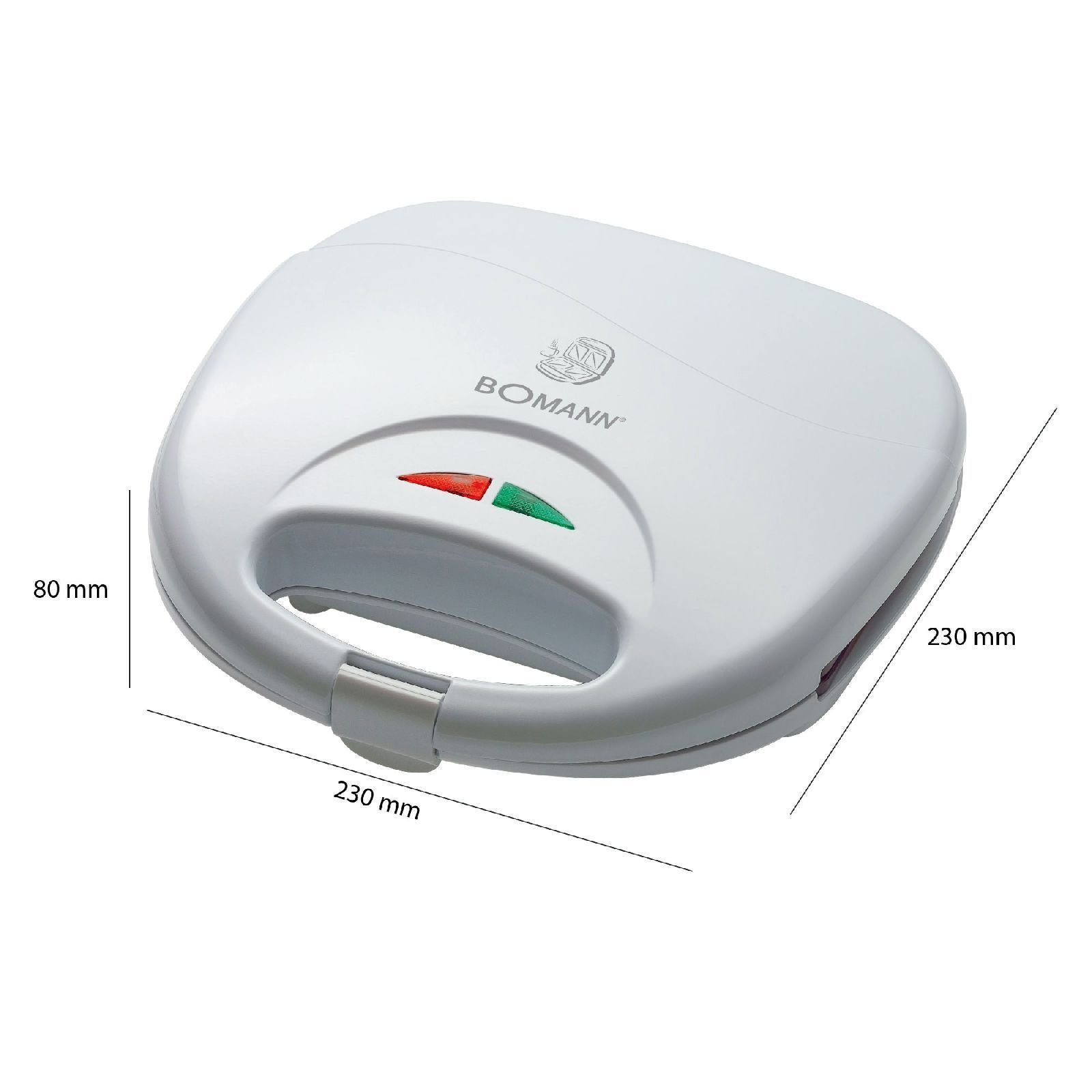 BOMANN Sandwichmaker BOMANN 2-Scheiben Sandwichtoaster 750 Watt Backampel ST 5016 weiß