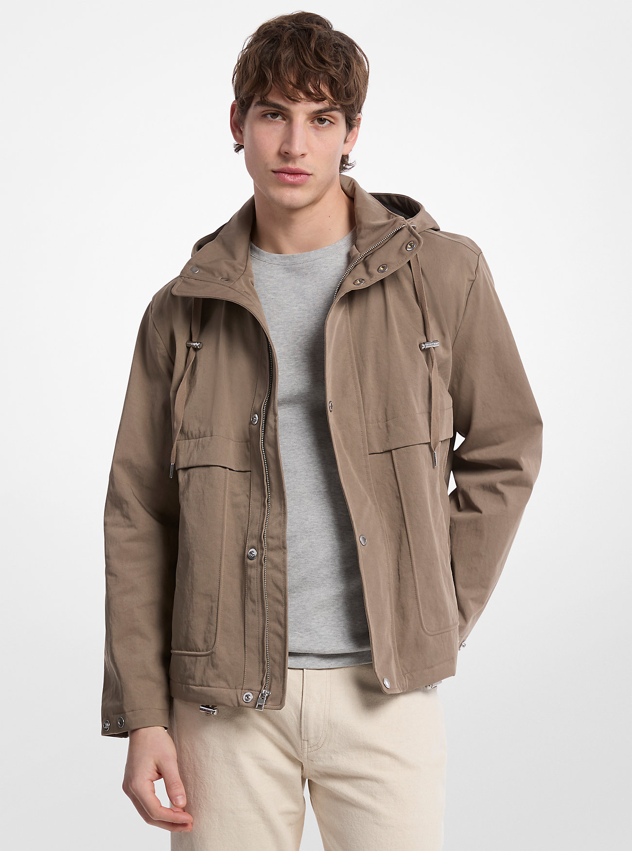 Nylon Twill Windbreaker Jakke - Kastanje