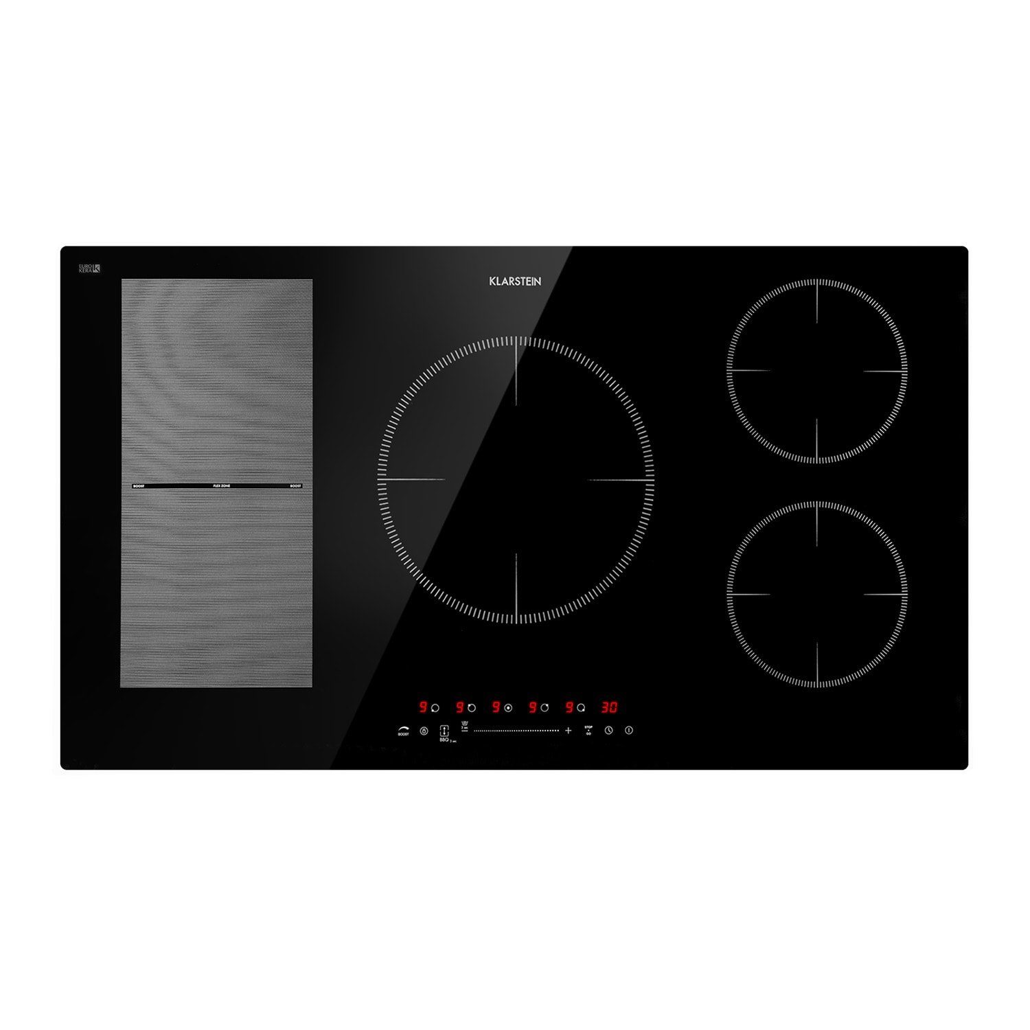 Klarstein Induktions-Kochfeld Delicatessa 90 Hybrid Einbaukochfeld Induktion 5 Zonen 7400W CP4-Delicatessa90Hy, Einbau Induktionsherd 5 Kochfelder Platten Elektro Induktionskochfeld