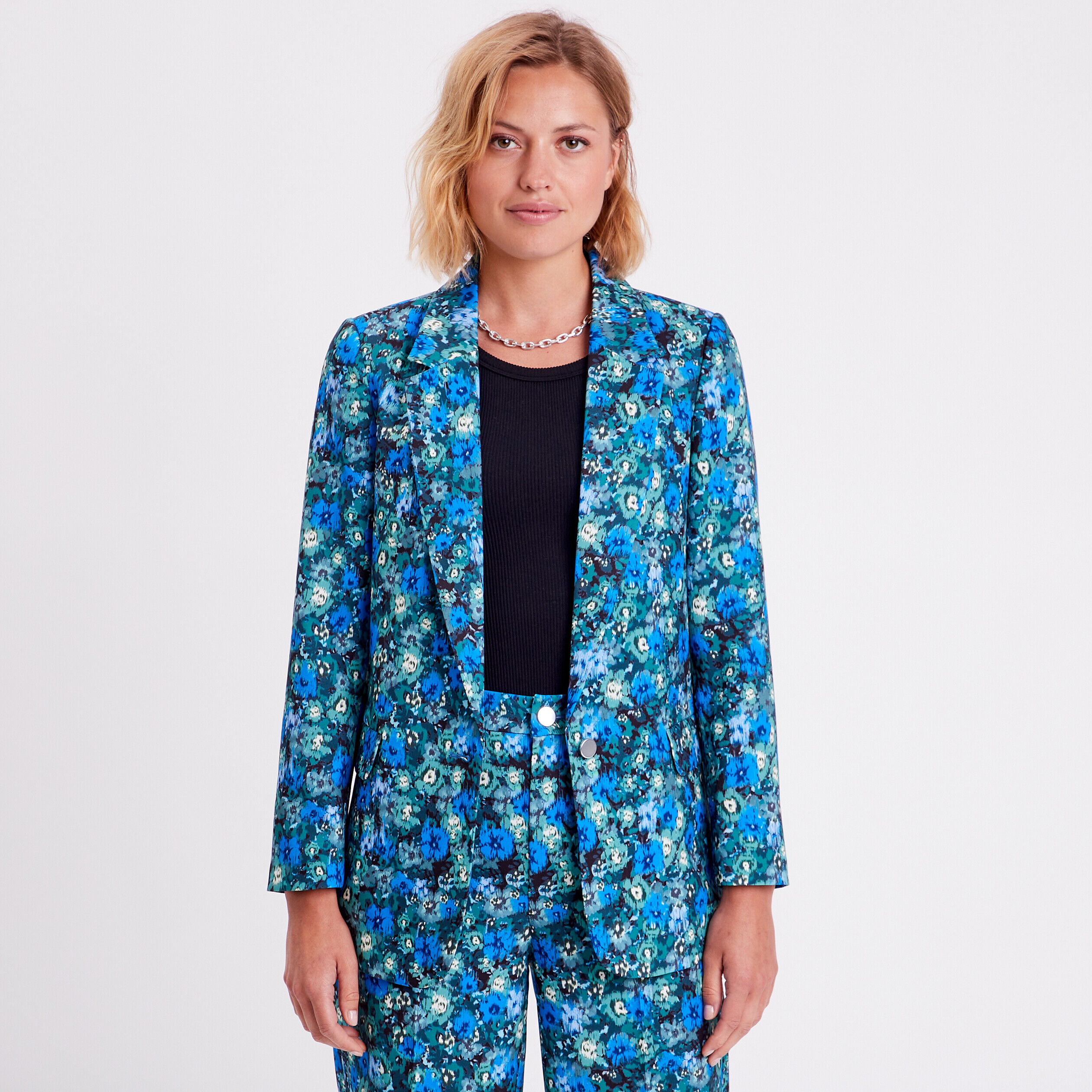 Veste blazer droite vert femme | Cache Cache