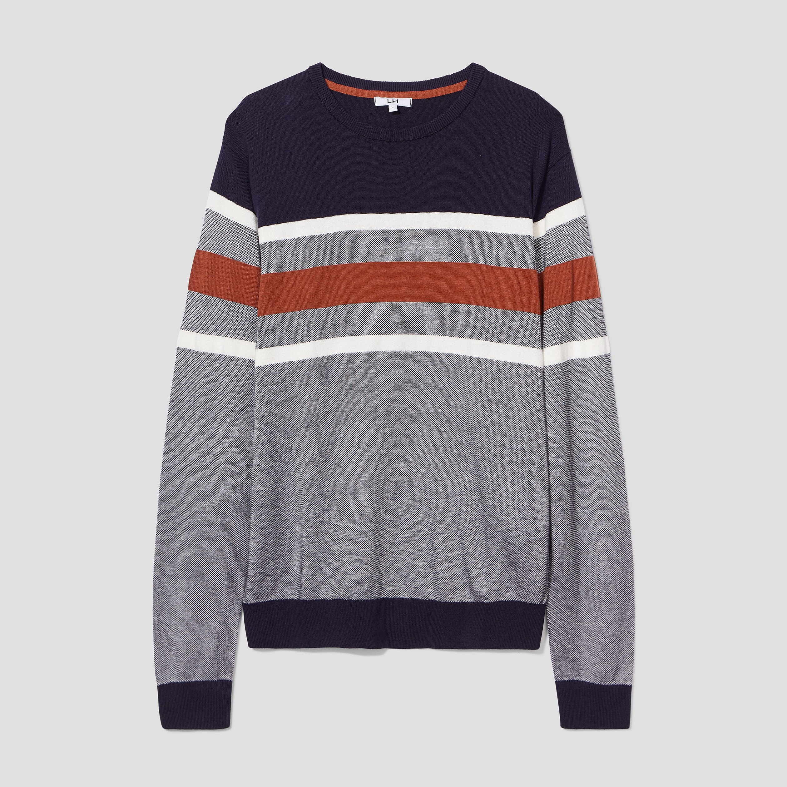 Pull col rond manches longues multicolore homme | La Halle