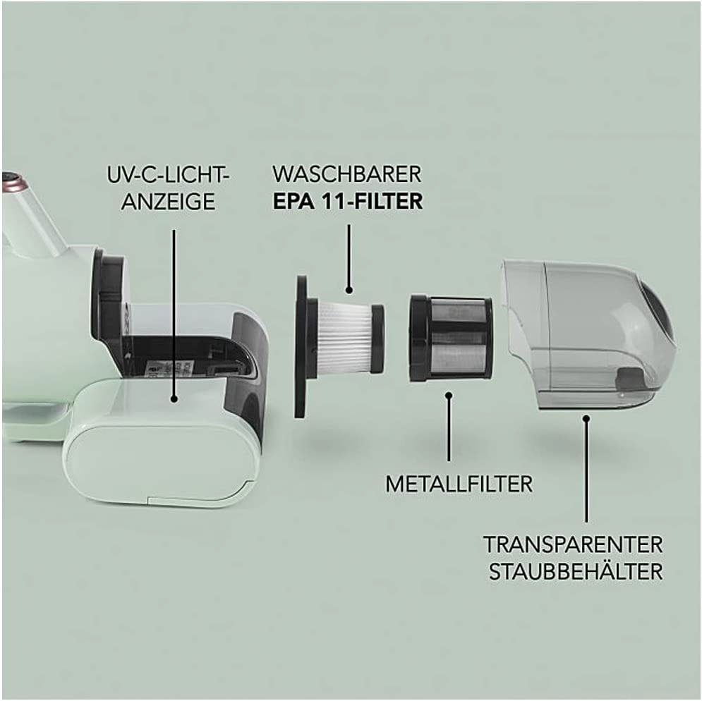 MAXXMEE Matratzenreinigungsgerät Milbensauger, 300,00 W, Metallfilter, UV-C-Licht