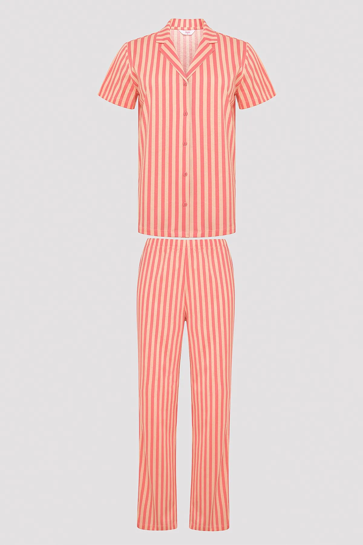 Penti  Base Rosy Stripes Rosafarbenes Hemd-Hosen-Pyjama-Set