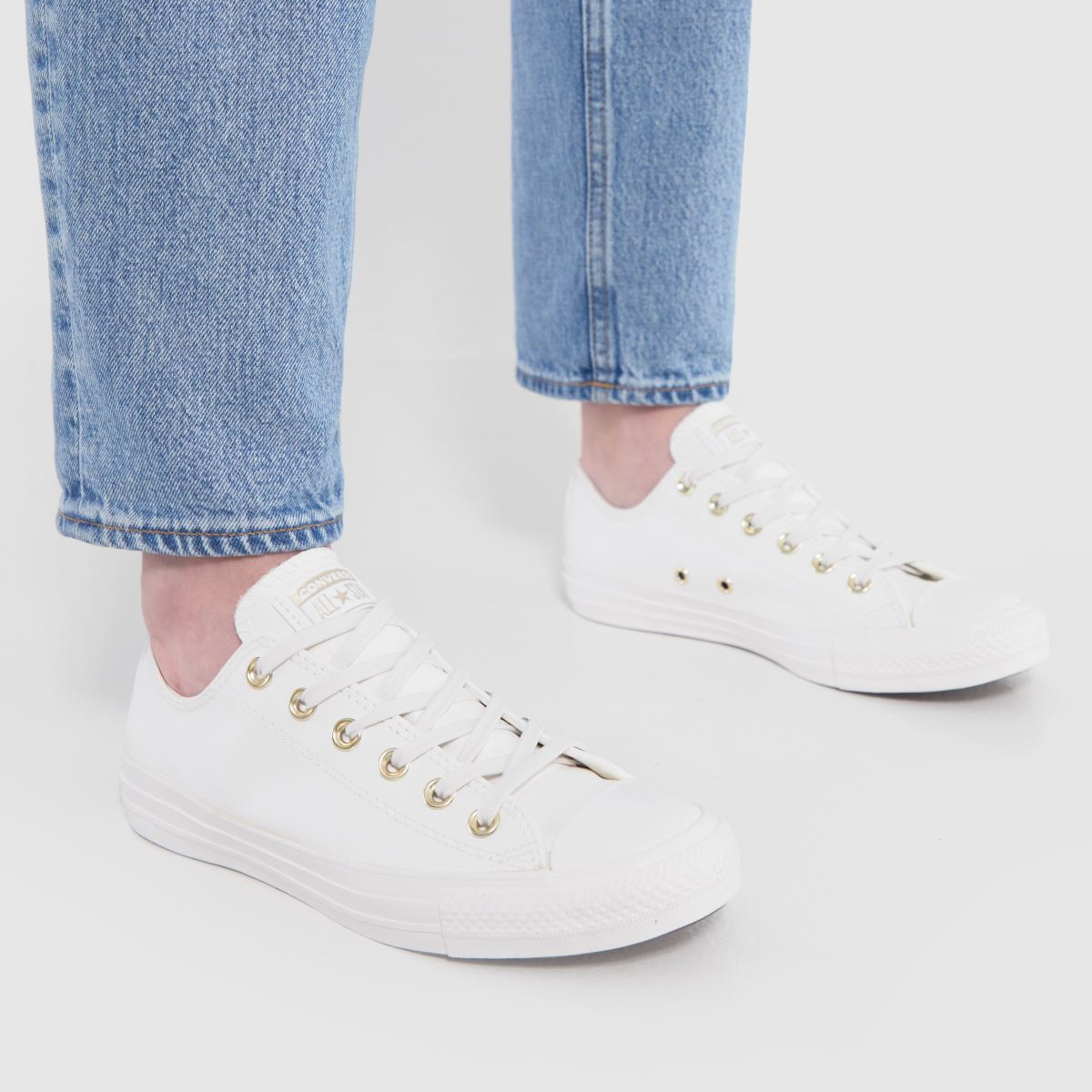 Converse All Star Ox cipők fehér és arany színben