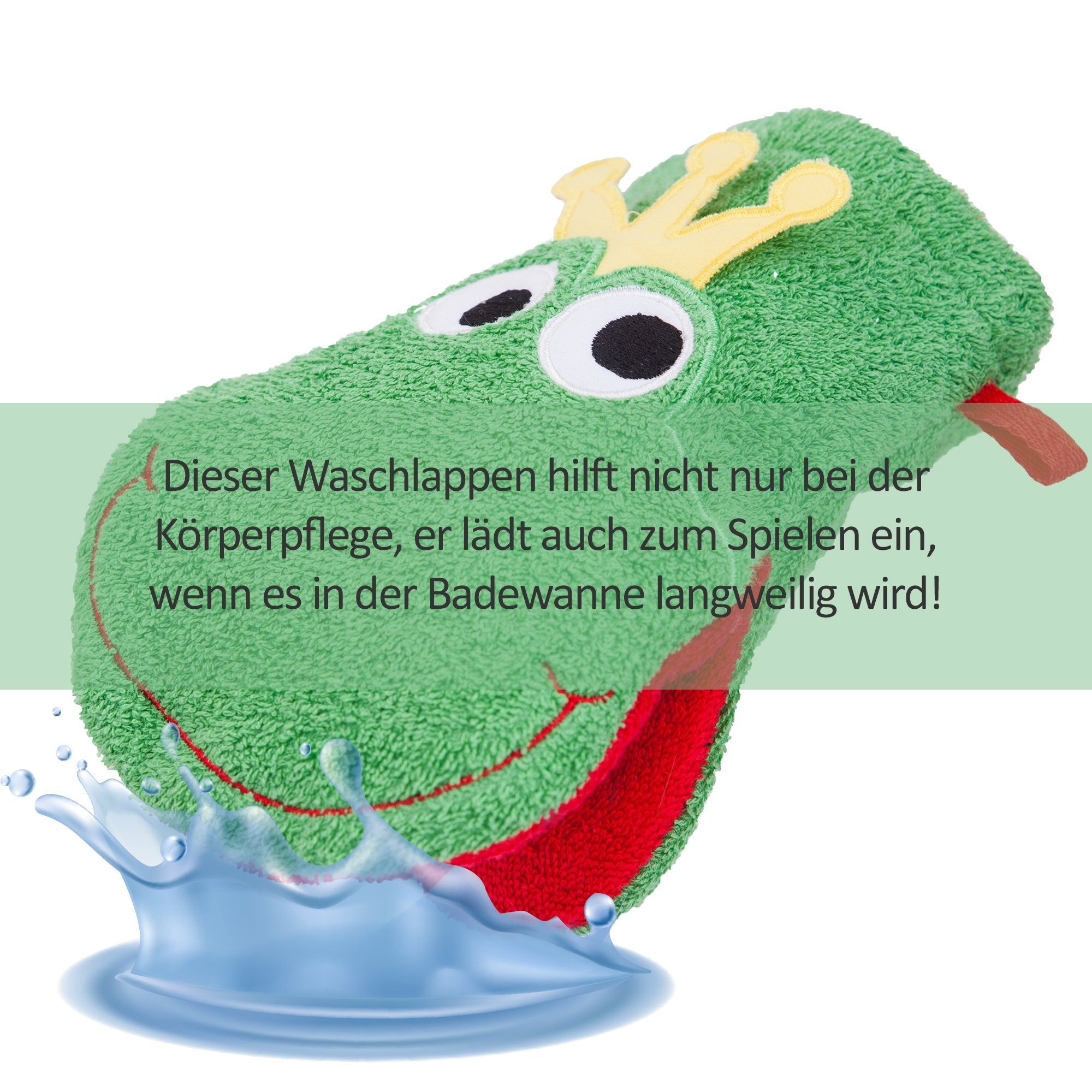 Smithy Waschlappen Waschhandschuh zum Spielen Frosch (1-tlg), Applikation