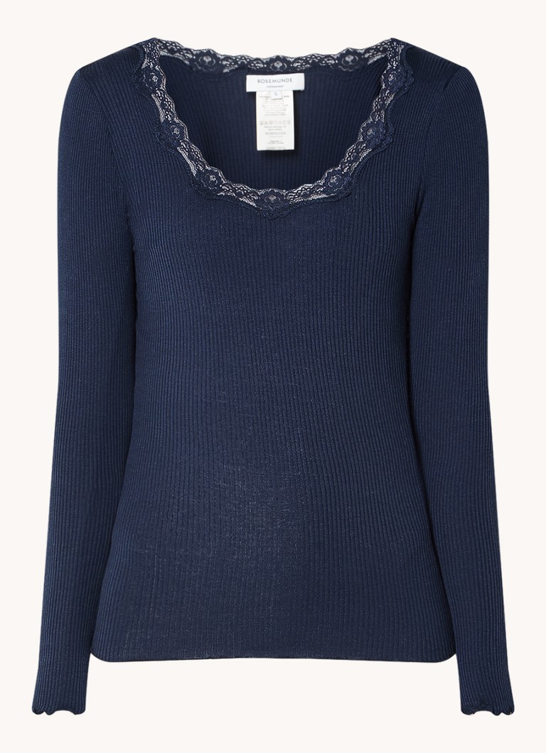 Camicia a maniche lunghe Rosemunde Babette in misto seta con dettagli in pizzo
