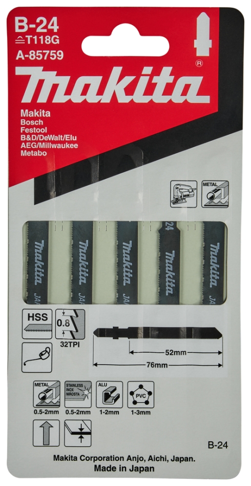 Makita Accessories A-85759 Jigsaw blade B24 5 pieces