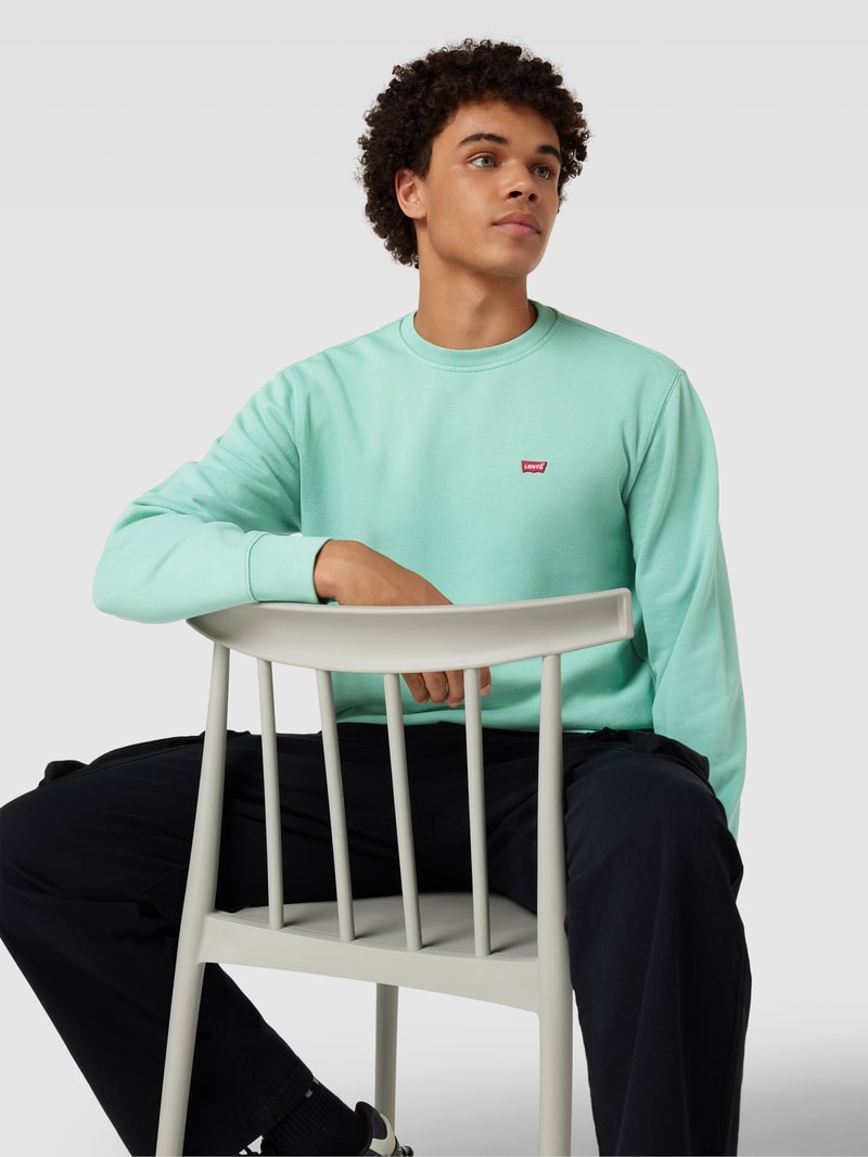 Sweatshirt mit Rundhalsausschnitt in helltürkis