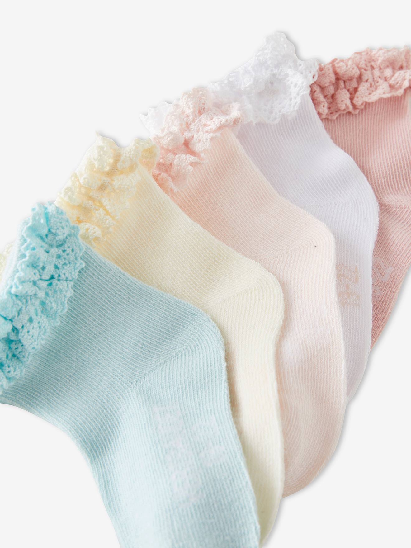 Lot de 5 paires de mi-chaussette bébé fille lot vert amande