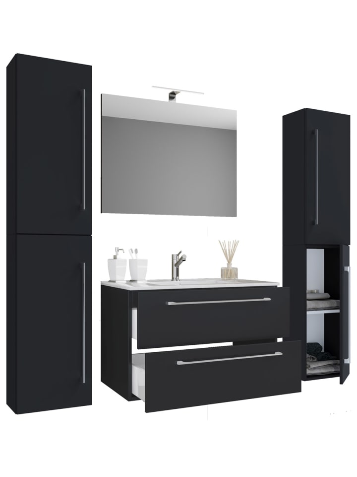 ebuy24 Badmöbel-Set Badinos Schwarz 146 x 46 cm günstig kaufen onesize