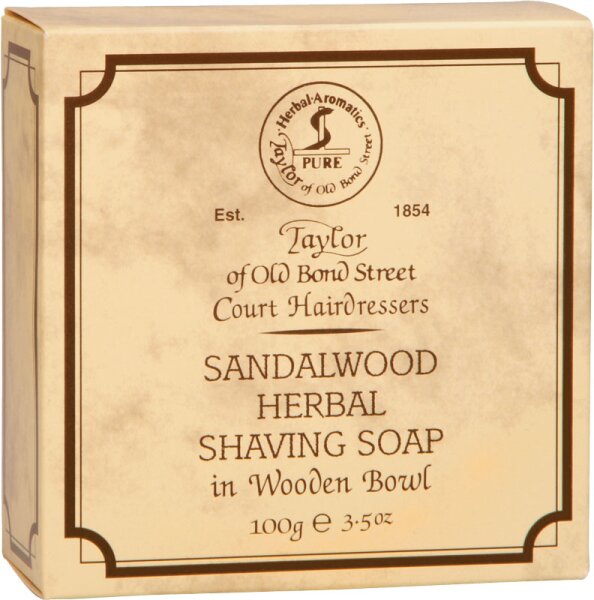 Taylor of Old Bond Street Sandalwood Herbal Shaving Soap Wood Bowl Rasierseife