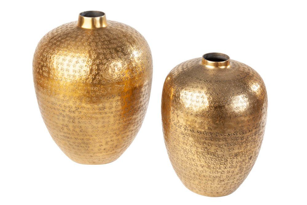 riess-ambiente Dekovase ORIENTAL 33cm gold (Set, 2 St), Wohnzimmer · Vase · Metall · Handarbeit · Dekoration