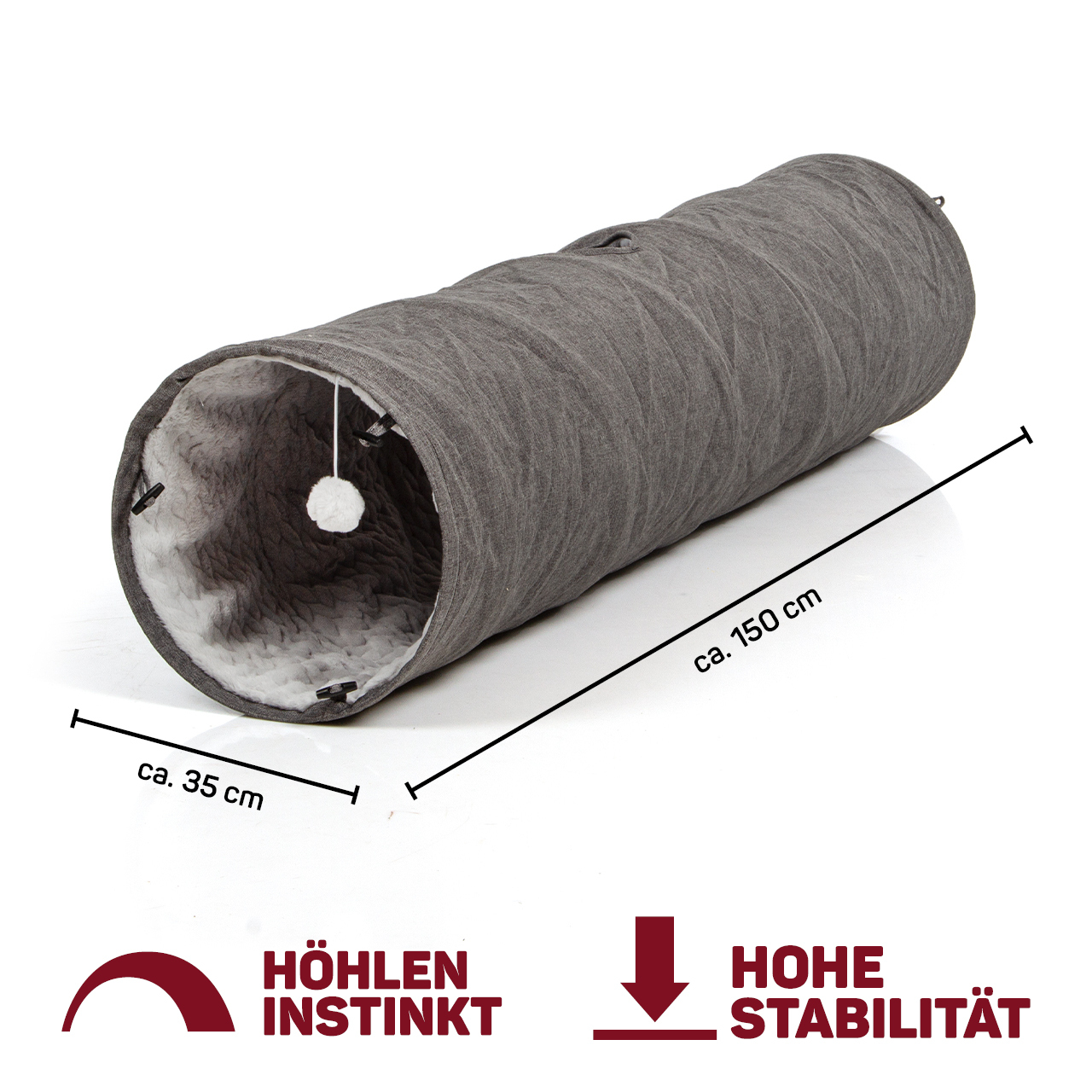 Canadian Cat Company Katzentunnel Canadian Cat Company Katzentunnel XXL mit Kuschelfell grau