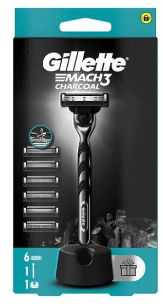 Gillette Mach3 Trækulsskraber + 6-pak patroner