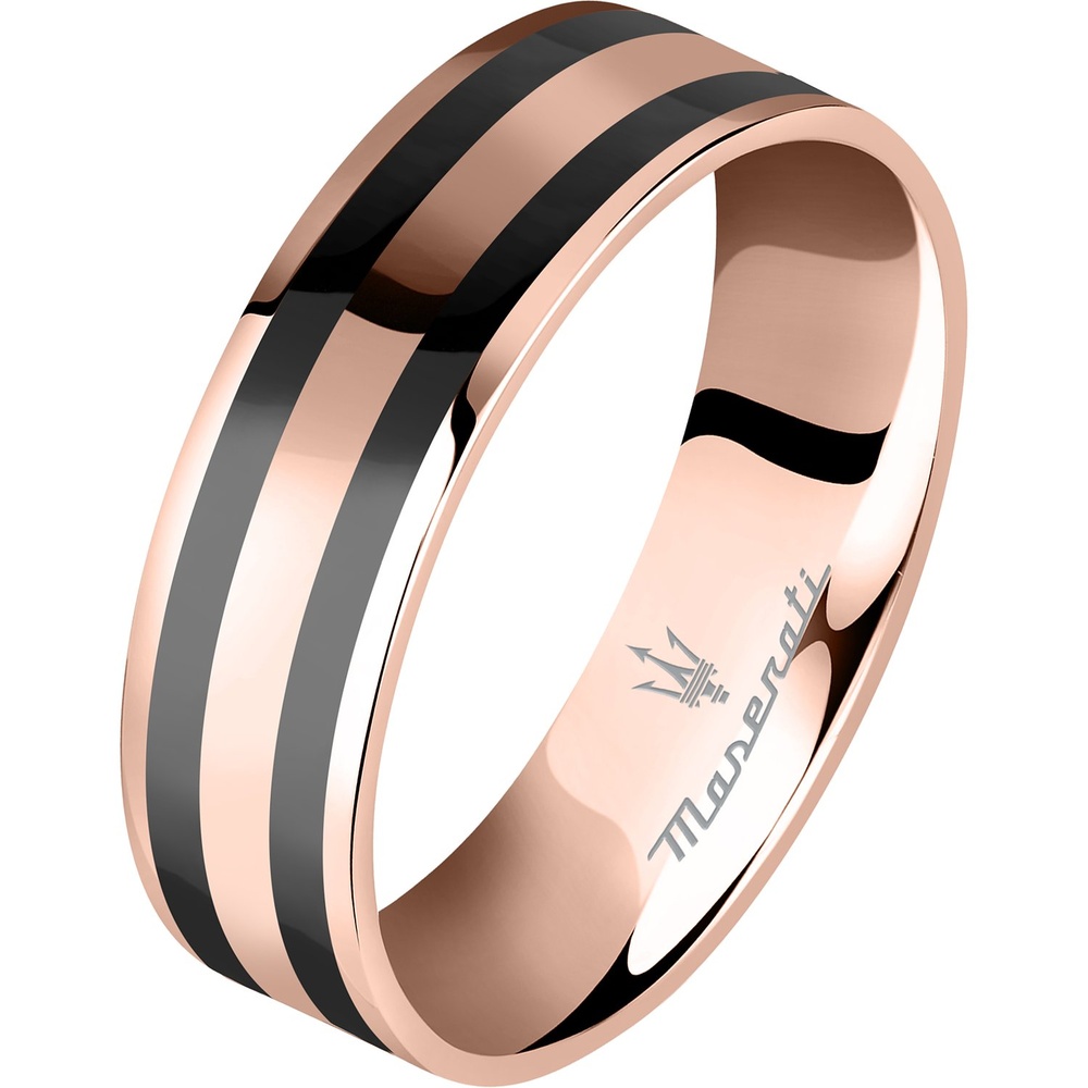 Maserati Bague pour hommes Acier inoxydable, Céramique or rose, noir Bague