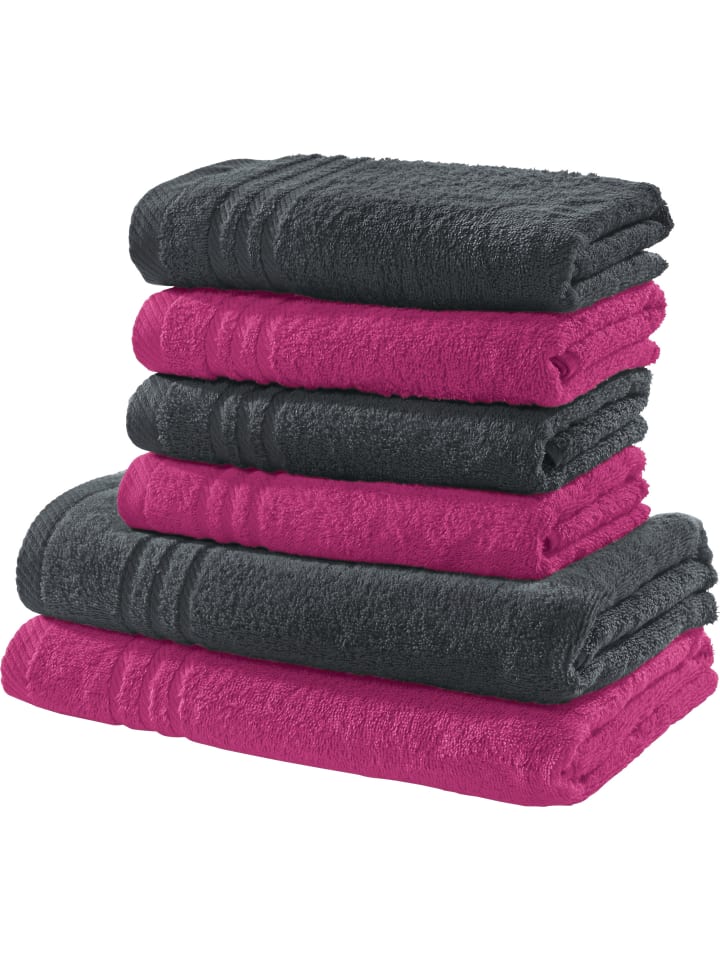 REDBEST Frottier Frottier-Set 2-farbig 6-tlg. New York in fuchsia-anthrazit günstig kaufen onesize
