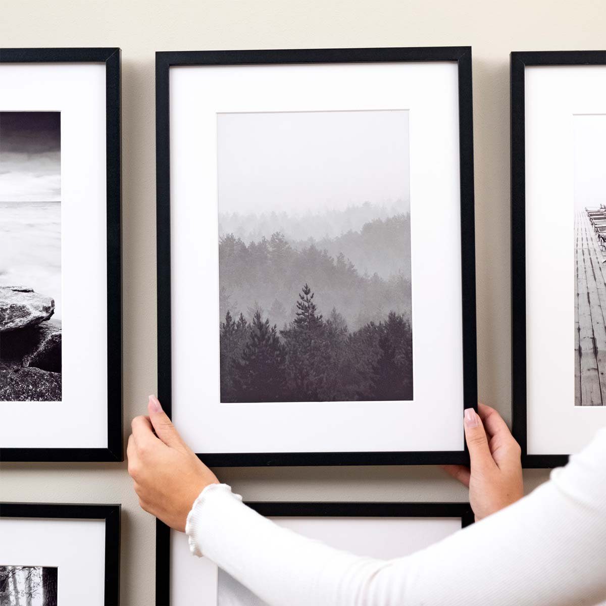 PHOTOLINI Bilderrahmen 6er Set 30x40 cm Modern Schmal mit Passepartout