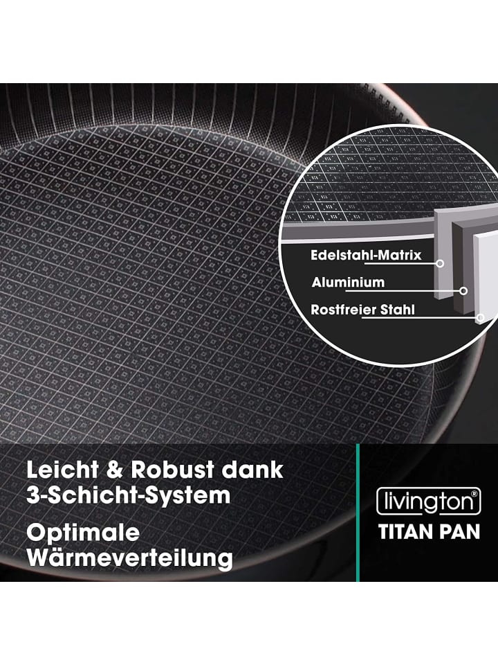 Livington Hochrandpfanne Titan Pan 28cm in Silber günstig kaufen onesize