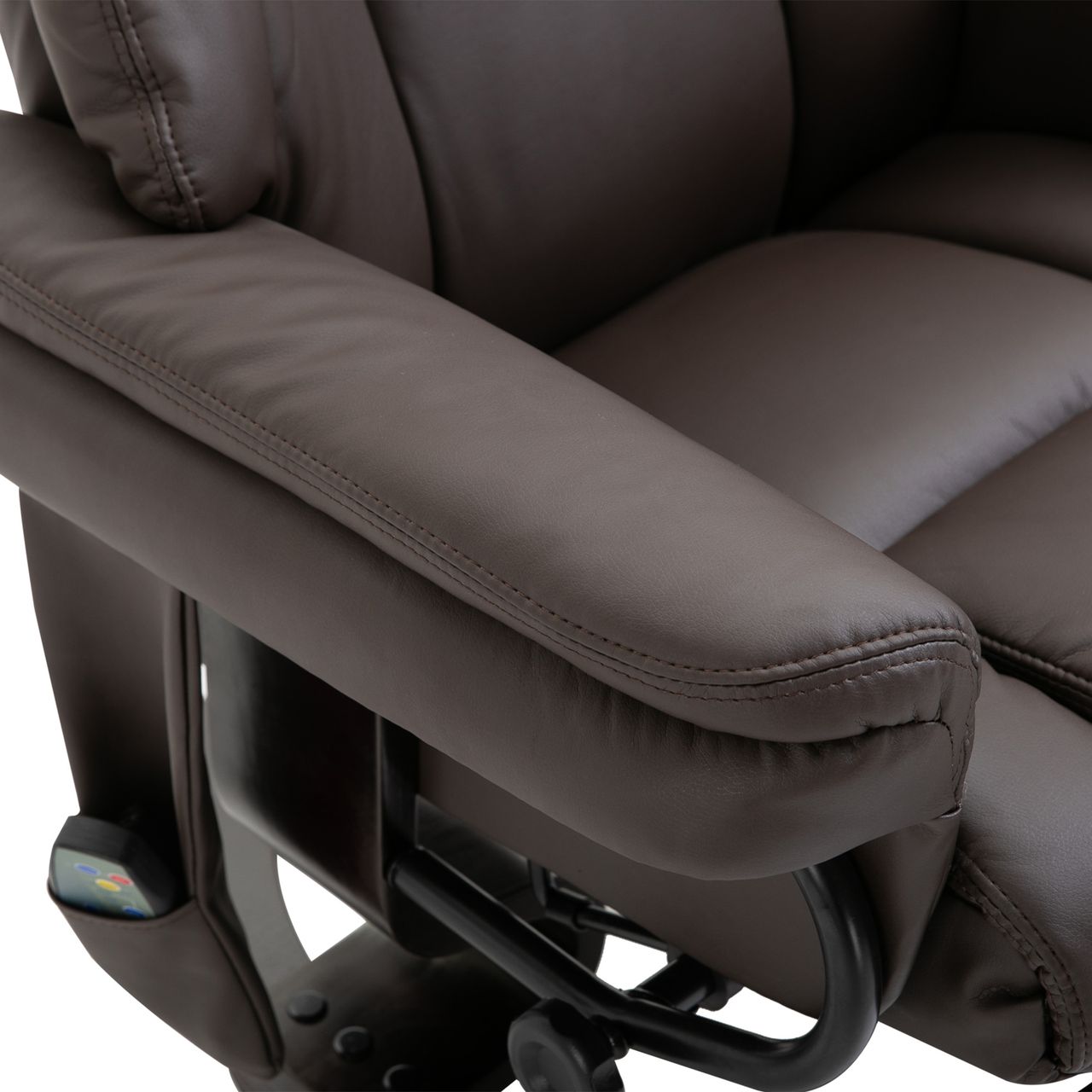HOMCOM Massagesessel mit Fußhocker Relaxsessel 145°-Neigung Kunstleder Braun 79 x 82 x 101 cm