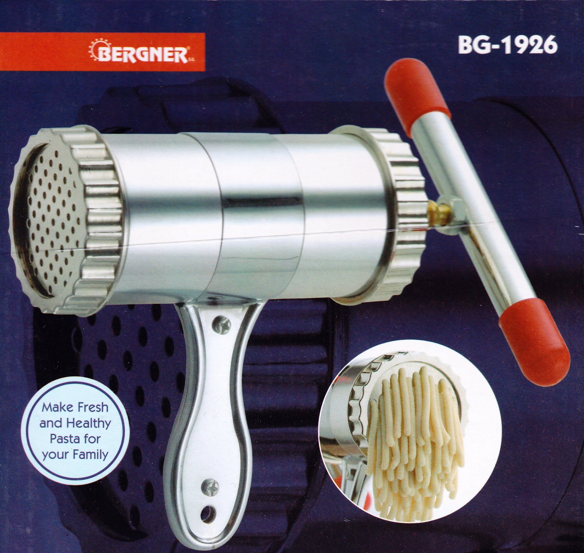 Bergner Nudelmaschine Pasta Maker, Alu Pasta Nudelmaschine Maschine Nudeln Spaghetti manuell