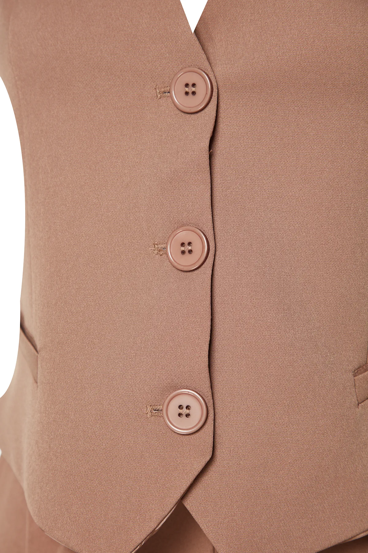 Trendyol Modest  Kamelfarbenes Set aus Weste und Hose aus gewebtem Oberteil und Unterteil TCTAW24US00066