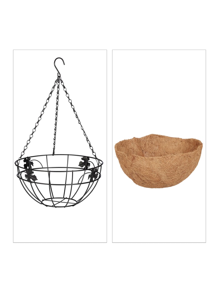 relaxdays 3 x Blumenampel in Braun/ Schwarz - (H)48 x Ø31 cm günstig kaufen onesize