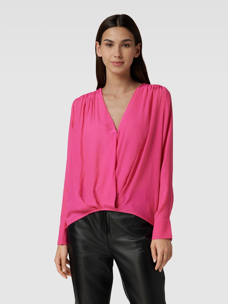 Blusenshirt aus Viskose-Mix mit V-Ausschnitt in pink
