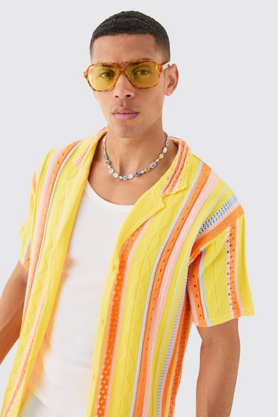 Kastiges Oversize Hemd in Gelb mit Naht
