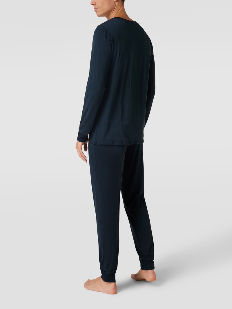 Pyjama in melierter Optik Modell 'Selected! Premium' in marineblau meliert