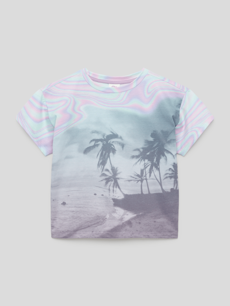 T-Shirt mit Allover-Motiv-Print in flieder