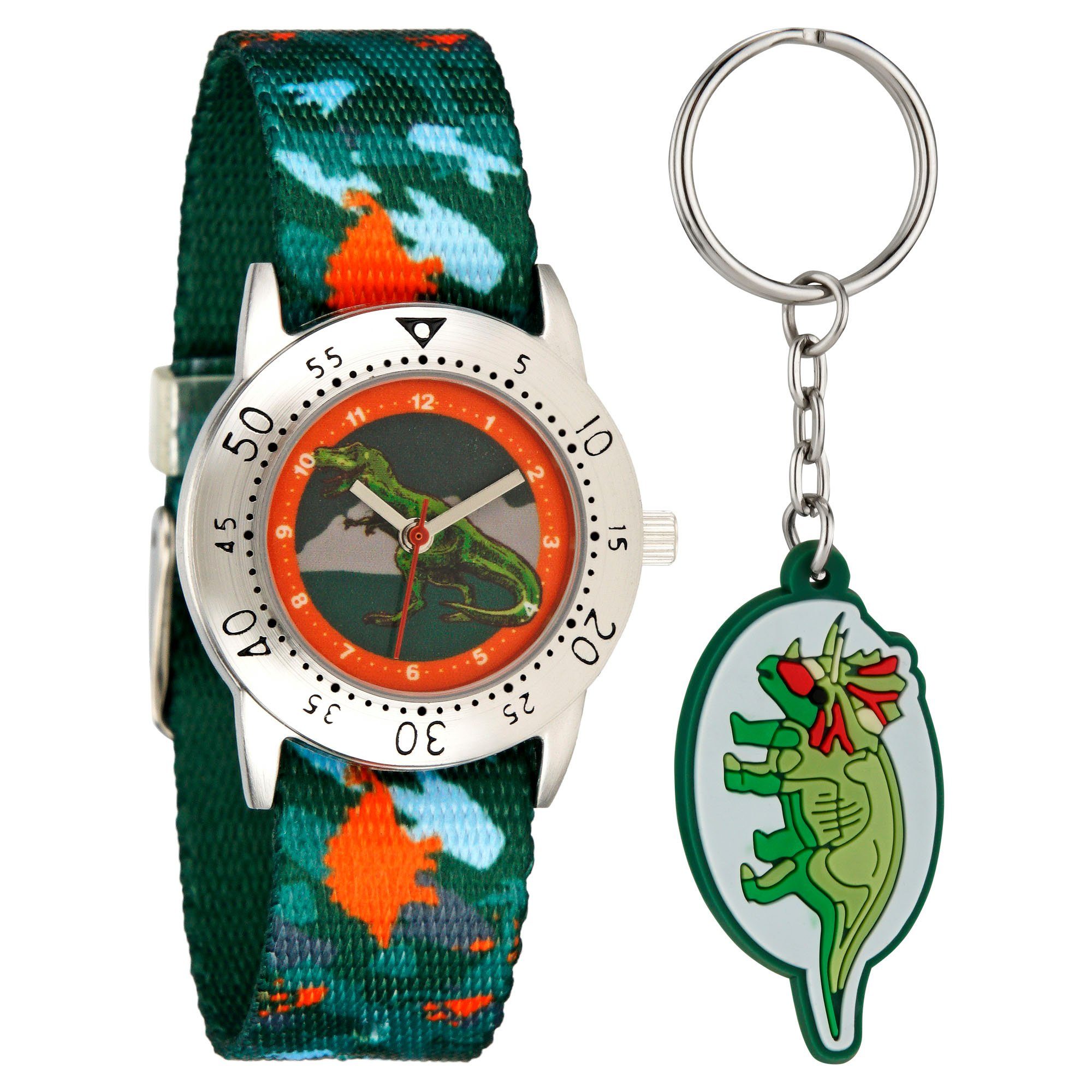 Quarzuhr Kinderarmbanduhr mit Textilarmband und Schlüsselanhänger, Mit Schlüsselanhänger