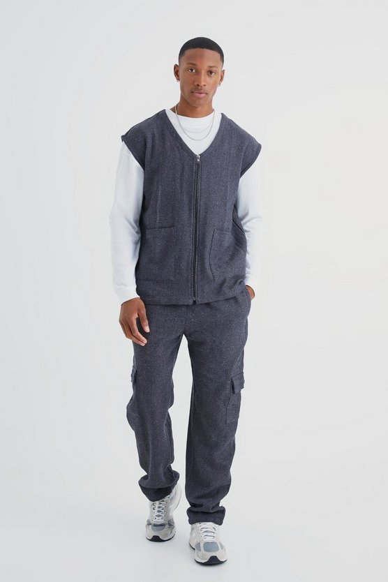 Utility-Tanktop & Cargohose mit Fischgräten-Print