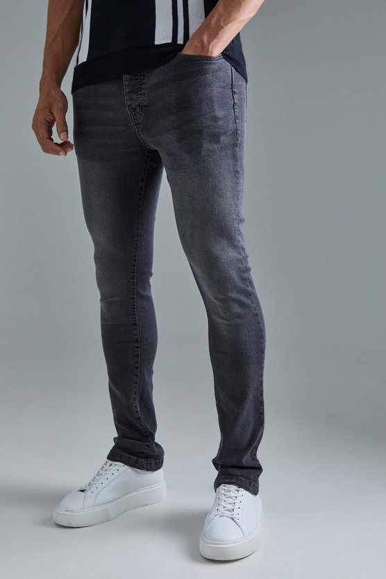 Skinny Stretch Schlagjeans in Grau