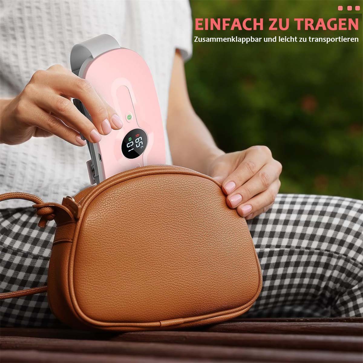 Yoyaxi Bandmassagegerät Kabelloser Perioden-Wärmegürtel, 2200 mAh Akku, tragbar, 6 Heizmodi und 6 Vibrationsmodi für Frauen und Mädchen, Pink