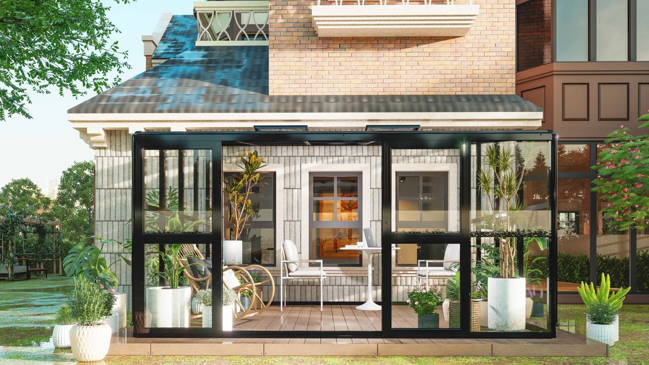 HC Home & Living Wintergarten mit Schiebtüren ,Terrassendach Veranda, ca. 320 x 392 x 250 cm