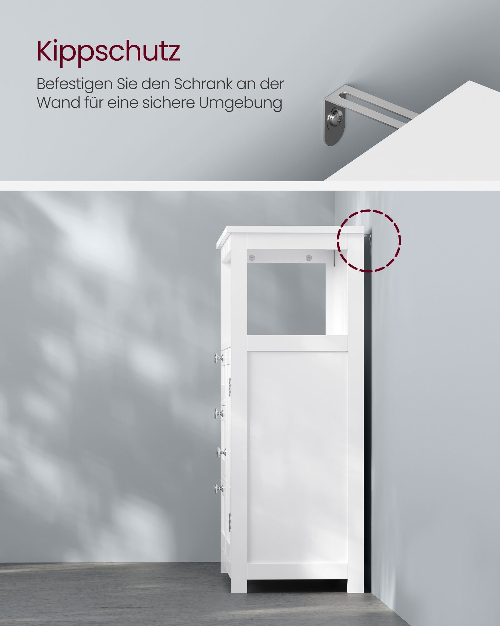 VASAGLE Badkommode Badezimmerschrank, mit 3 Schubladen, verstellbare Ablage