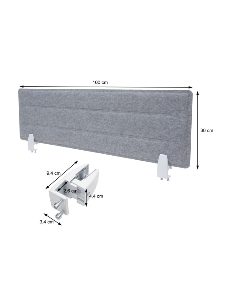 MCW Tischtrennwand G76, 100x30cm grau günstig kaufen onesize